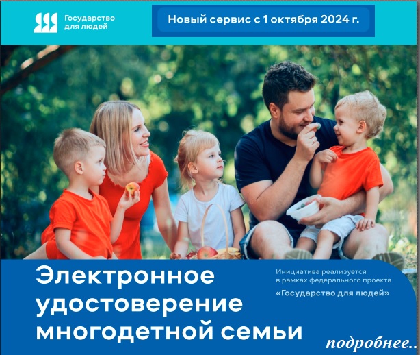 Электронное удостоверение многодетной семьи.